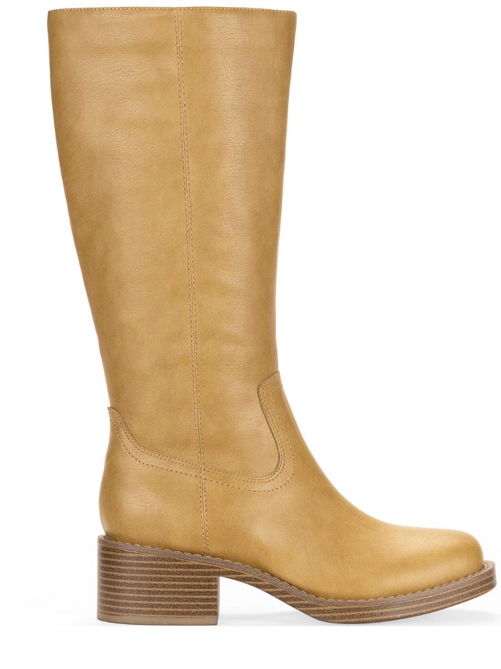 Women’s square toe tall boots with 2” block heel, Sz: 8. Color: Banana - Picture 3 of 12
